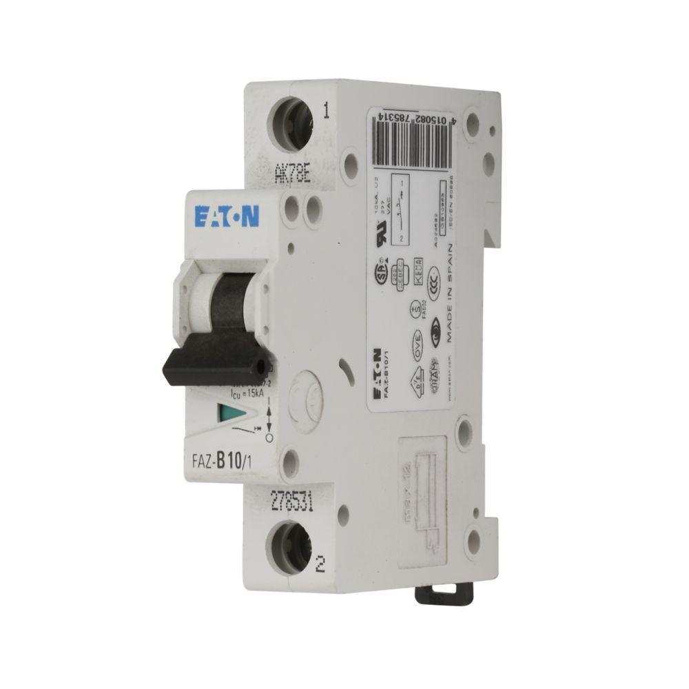 EATON FAZ-C10/1-NA-SP Miniature Current Limiting Supplementary Protector, 277/480 V AC, 10 A, 10 to 14 kA Interrupt, 1 Poles, Thermal Magnetic Trip