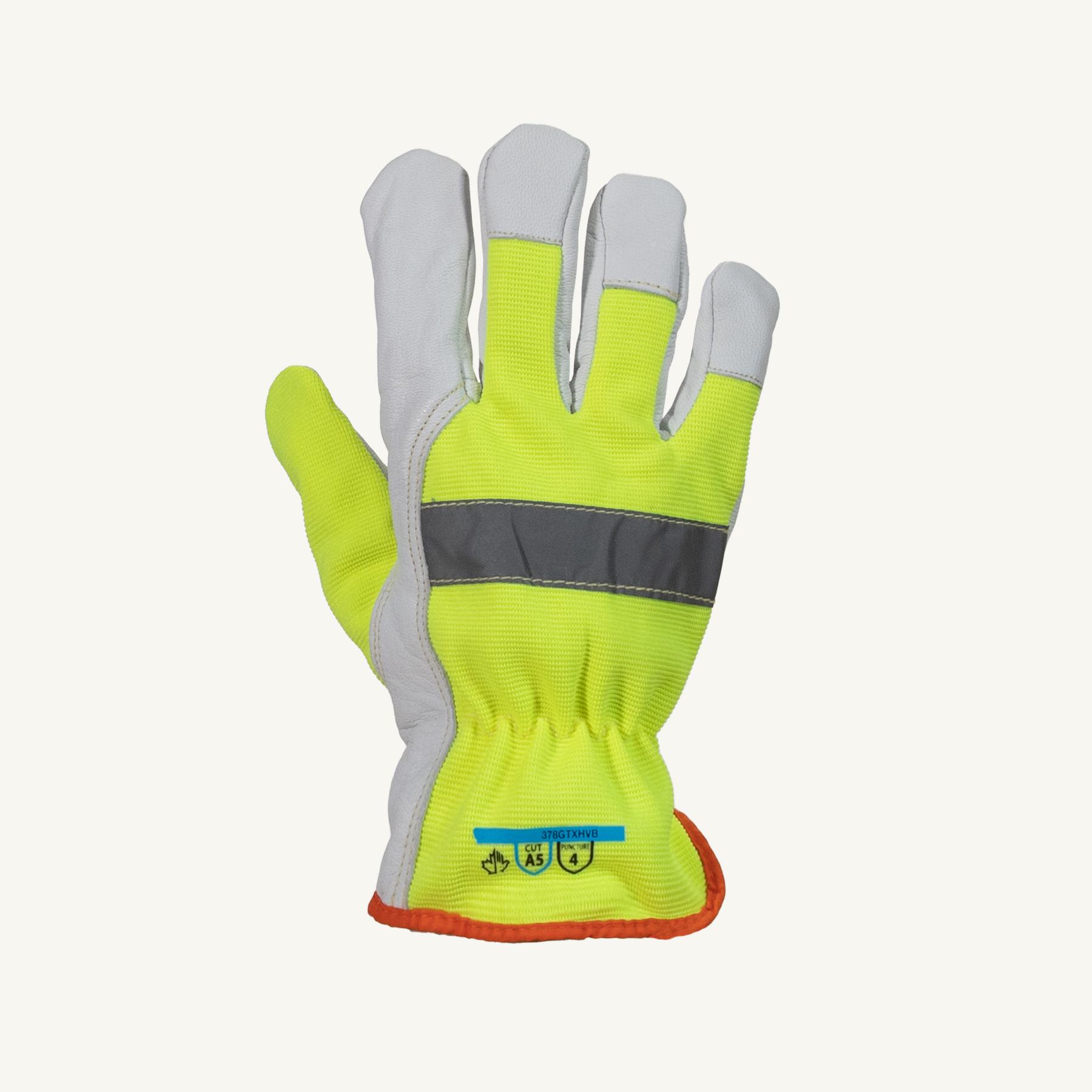 CUT A5 HIVIZ LEATHER GLOVES WITH PATENT