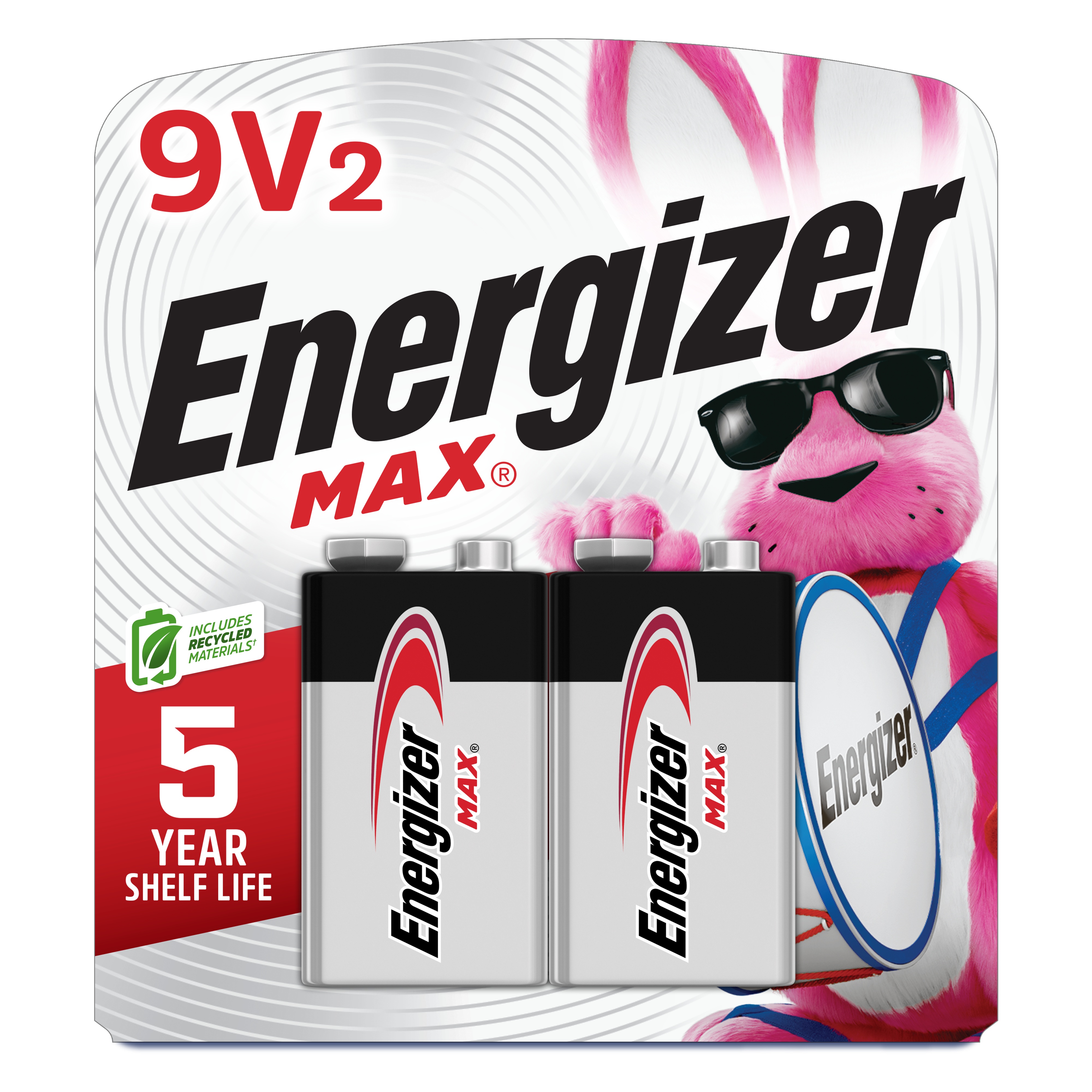 Energizer® MAX® 522BP-2 Alkaline Battery, Zinc-Manganese Dioxide, 9 V Nominal, 625 mAh Nominal