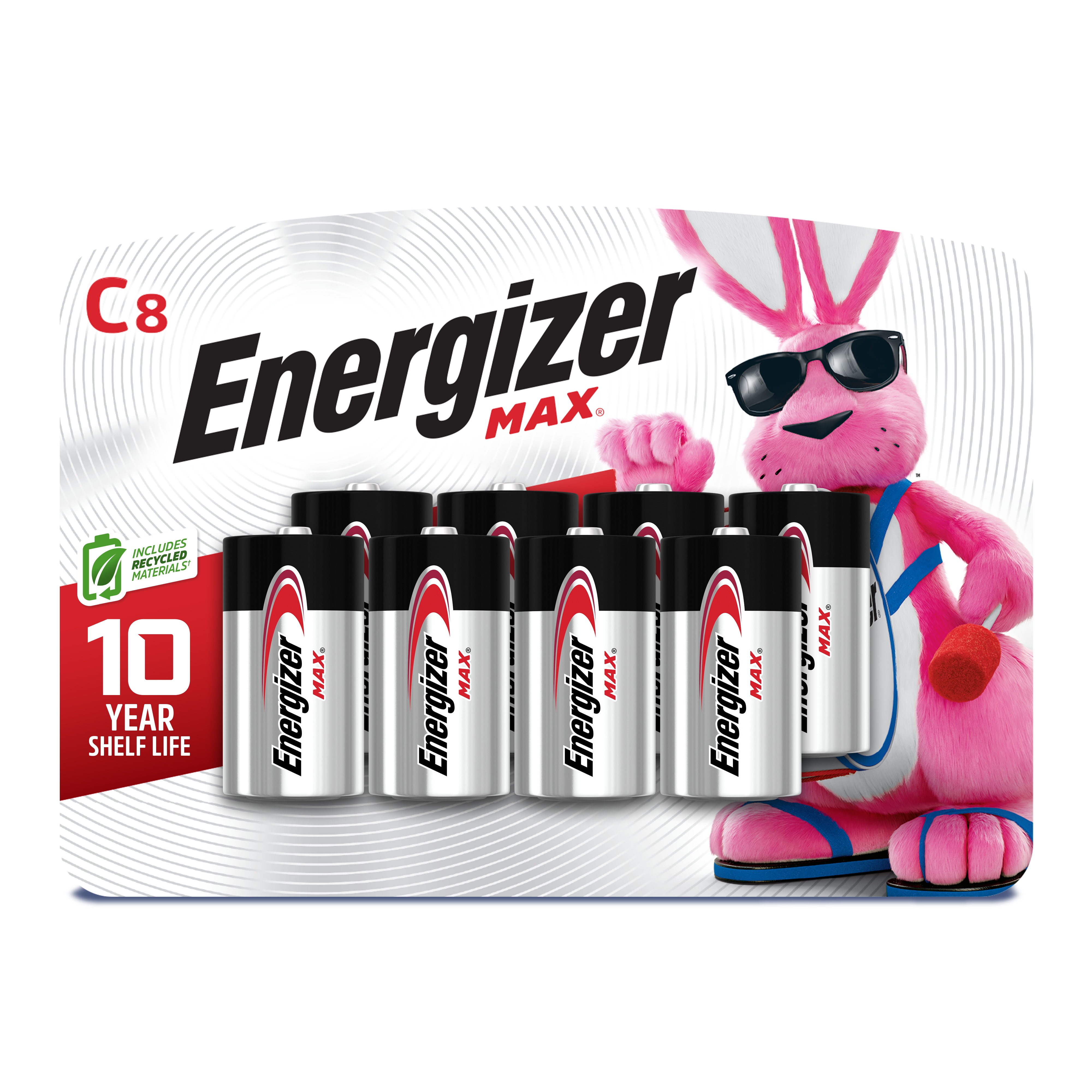 Energizer® MAX® E93BP-8H Alkaline Battery, Zinc-Manganese Dioxide, 1.5 V Nominal, C