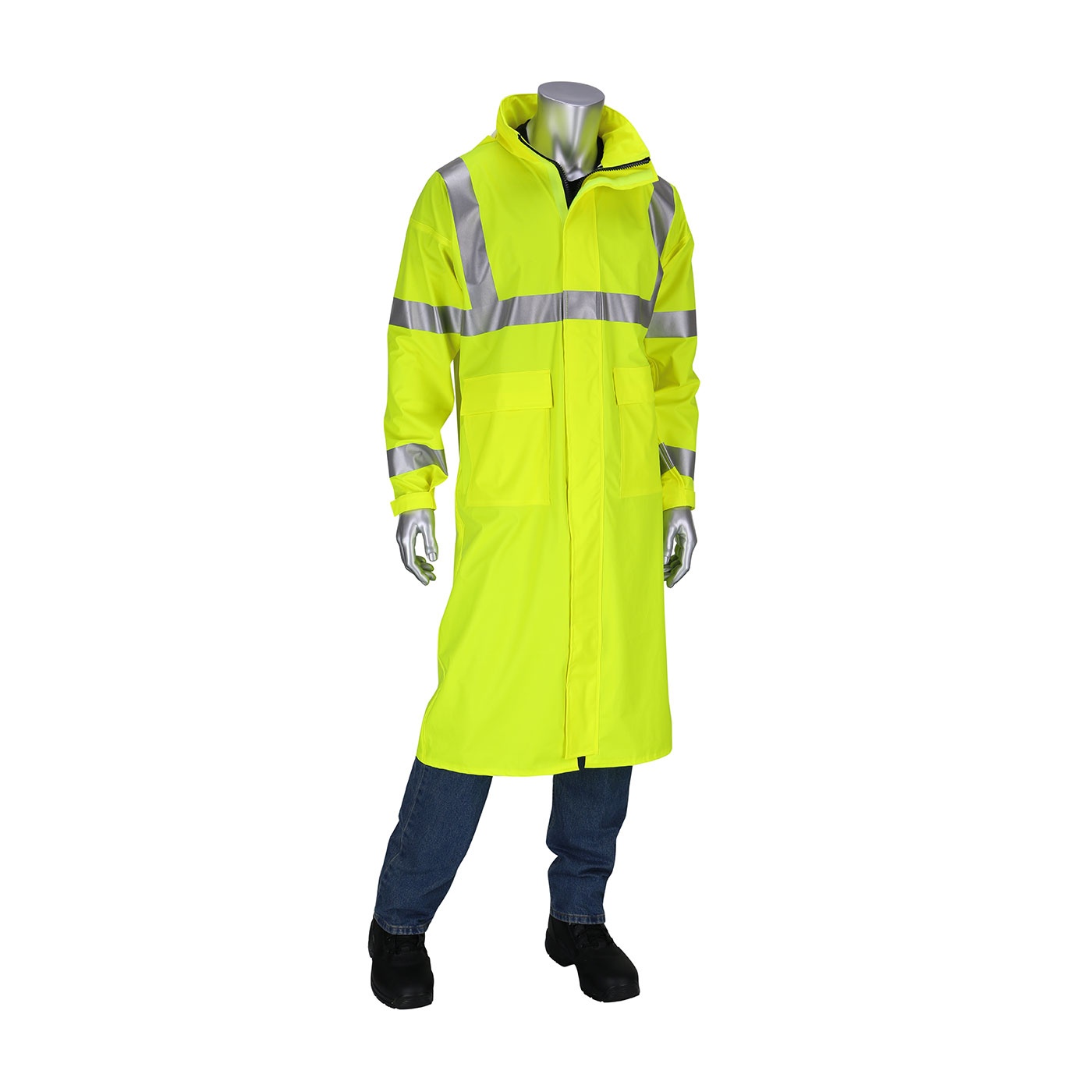 RAINCOAT M HI-VIZ YEL COTTON/POLYEST YES