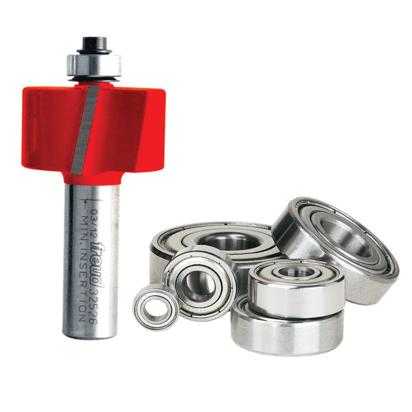 Freud® 32-526 Router Bit With Interchangeable Bearings, Rabbeting Router, 1-3/8 in Dia Cutting, 2-1/2 in OAL, 3/4 in D Cutting, 2 Flutes, 1/2 in Dia Shank, Solid Carbide