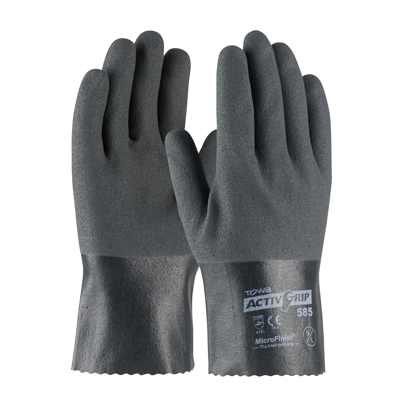 G-Tek® ActivGrip 56-AG585/XL 56-AG585 Fully Coated Gloves, XL, 15 ga Nitrile/Polyester, Gray, Cotton Lining, 10 in L, Resists: Abrasion, Cut, Chemical, Liquid Permeation, Puncture and Tear, Supported Support, Open Cuff
