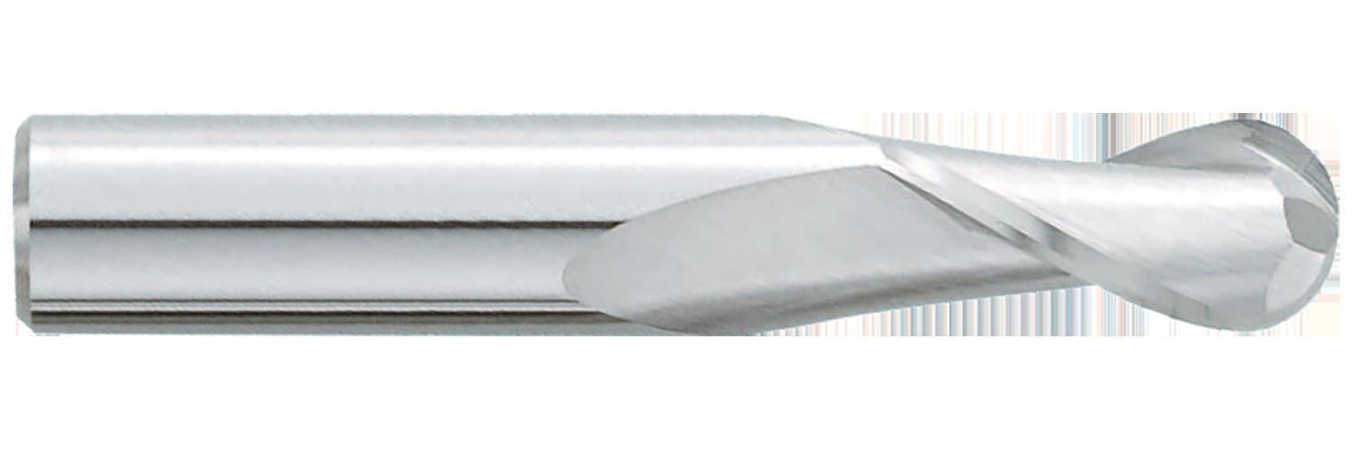 GARR 03020 180M Ball Nose Center Cutting Stub Length End Mill, 0.046 in Dia Cutter, 0.093 in Length of Cut, 2 Flutes, 1/8 in Dia Shank, 1-1/2 in OAL
