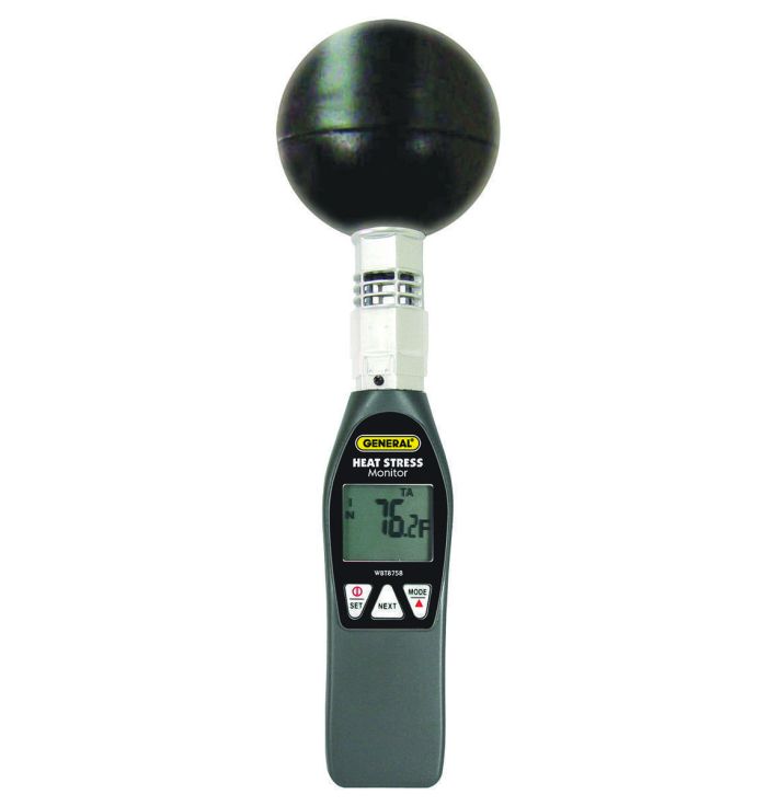 GENERAL® WBGT8778 Monitor, 0 to 100/±3 % Accuracy, AAA Battery, 32 to 122 deg F