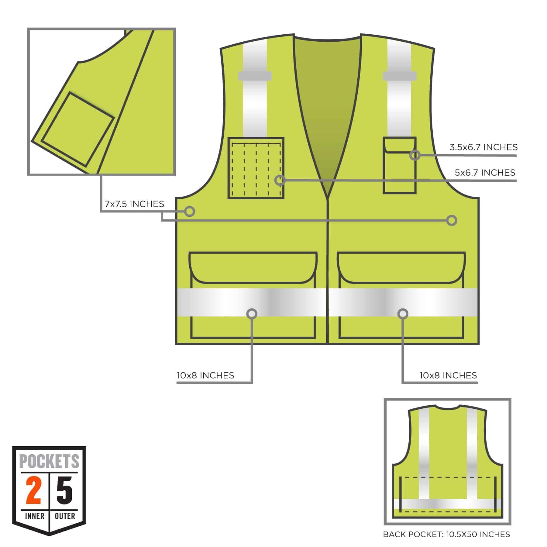 VEST SAF SURVEYOR L/XL HI-VIZ LIME SIL