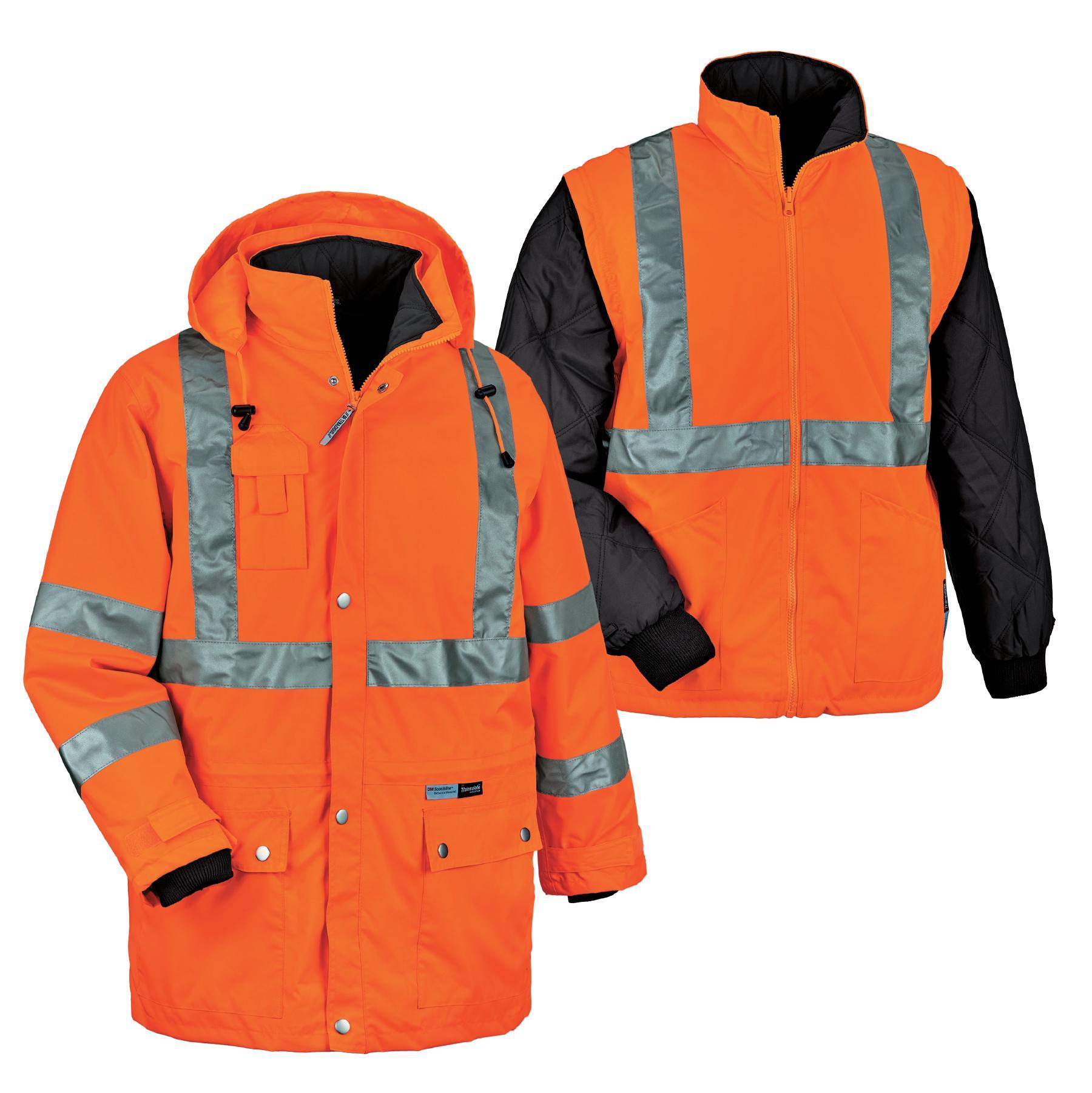 JACKET INSULATED 2XL BK/HI-VIZ ORN 36IN