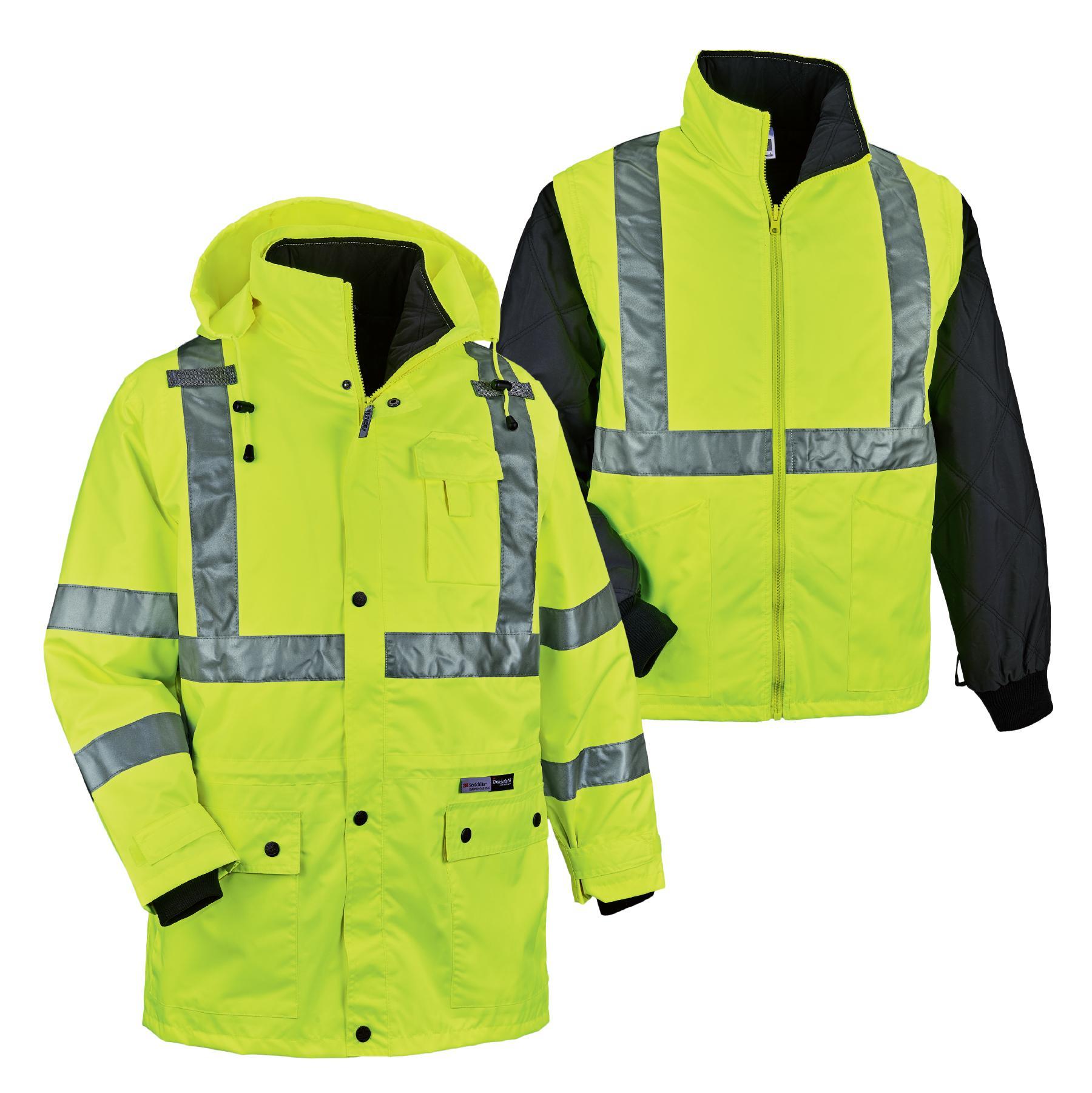 JACKET INSULATED 2XL BK/HI-VIZ LIME 36IN