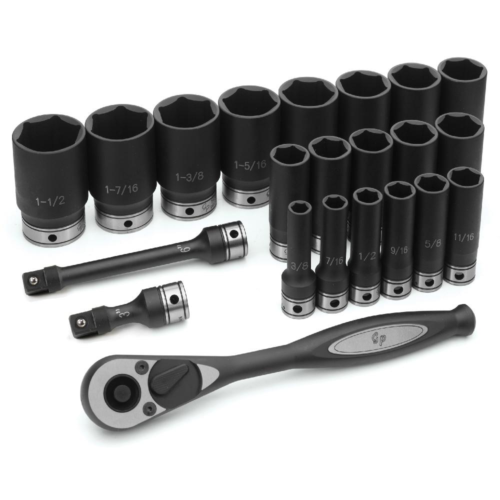IMPACT DEEP SOCKET SET 1/2 DR 6-PT STD