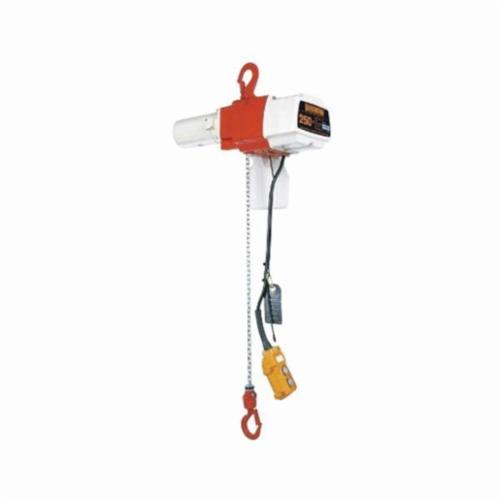 HARRINGTON ED525DS 1-Phase Electric Chain Hoist With Hook Suspension and Mini Trolley, 525 lb Load, 10 ft H Lifting, 0.8 hp Power Rating, 120 V AC