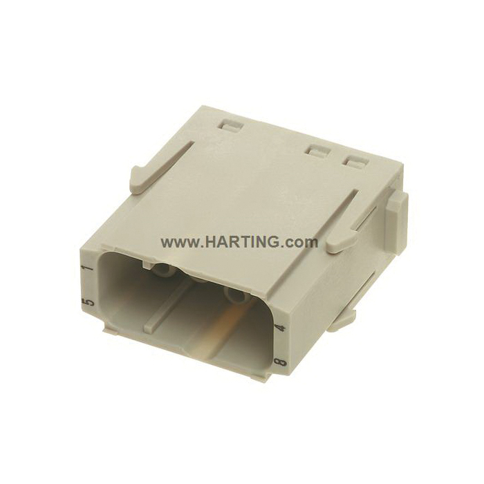 HARTING® 09 14 008 3001 Han-Modular® Connector Insert, 8 Positions, Crimp/Male, Polycarbonate