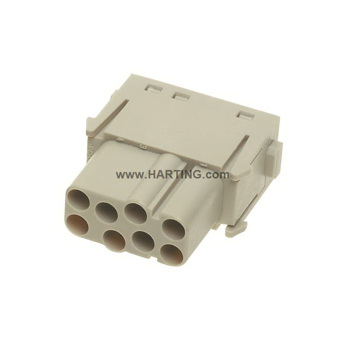 HARTING® 09 14 008 3101 Han-Modular® Connector Insert, 8 Positions, Crimp/Female, Polycarbonate