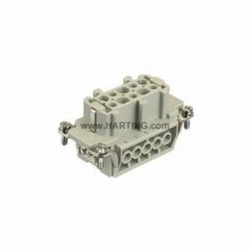 HARTING® 09 33 010 2701 Han E® Terminal Insert With Wire Protection, 10 Positions, 18 to 14 AWG Wire, Female Screw Connection, Polycarbonate