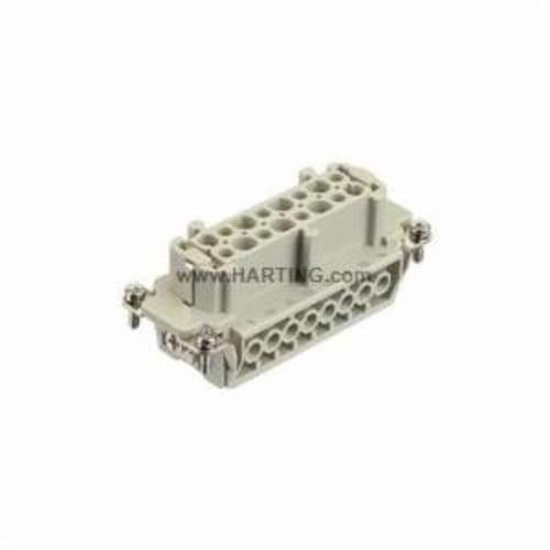 HARTING® 09 33 016 2701 Han E® Terminal Insert, 16 Positions, 18 to 14 AWG Wire, Female Screw Connection, Polycarbonate