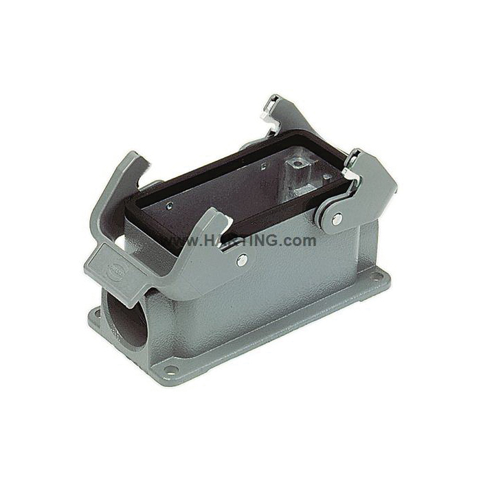 HARTING® Han® B 19 30 010 1231 Low Construction Connector Base, Side Entry, Surface Mount, Die Cast Aluminum