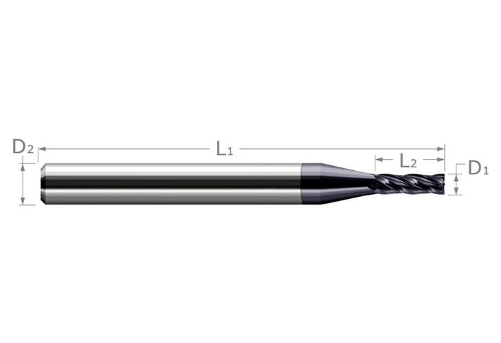 .0020 X .0060 2 FLUTE END MILL