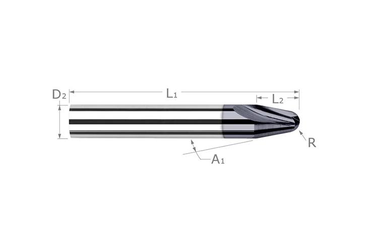 Harvey Tool 75054 Runner Cutter, 0.025 in Radius, 10 deg, 1/8 in Dia Shank, Right Hand Cutting, Solid Carbide