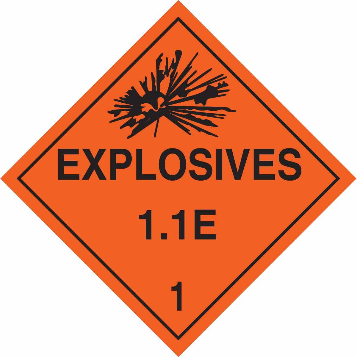 PLACARD DOT VEH DMD EXPLOSIVES 1.1E