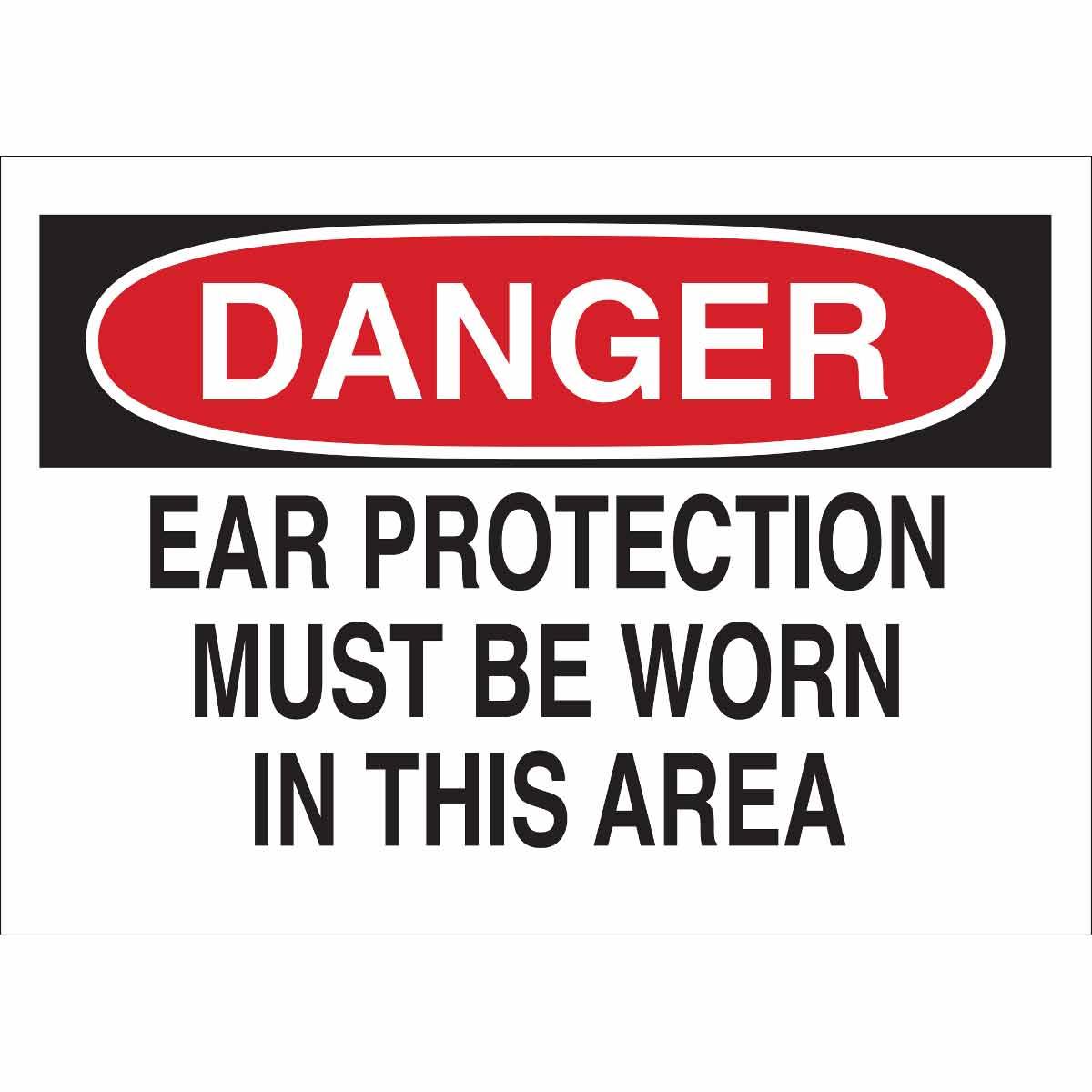 SIGN PROTECTION EAR 7IN 10IN BK/R ON WHT