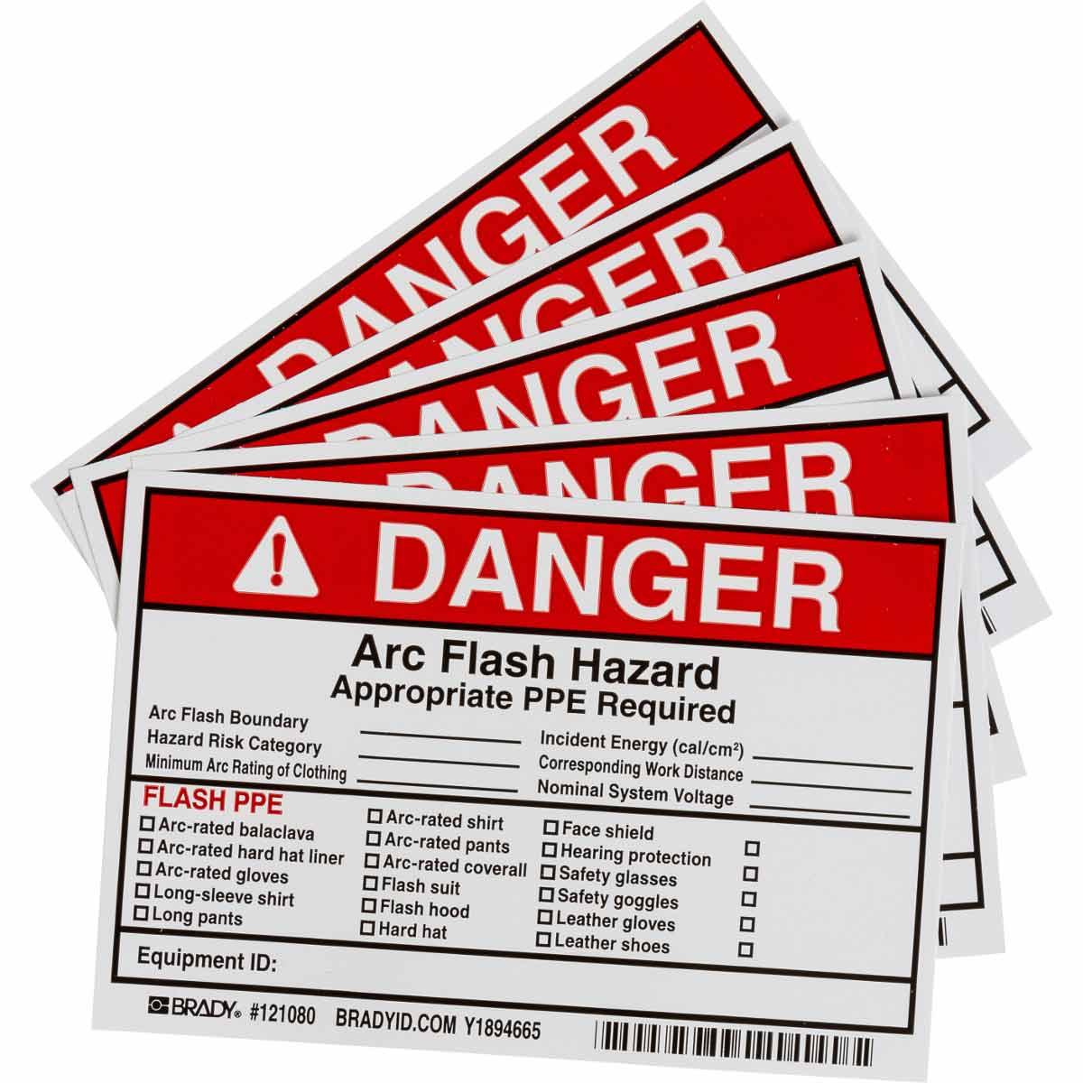 LABEL FLASH ARC WRITE-ON 6IN BK/R ON WHT