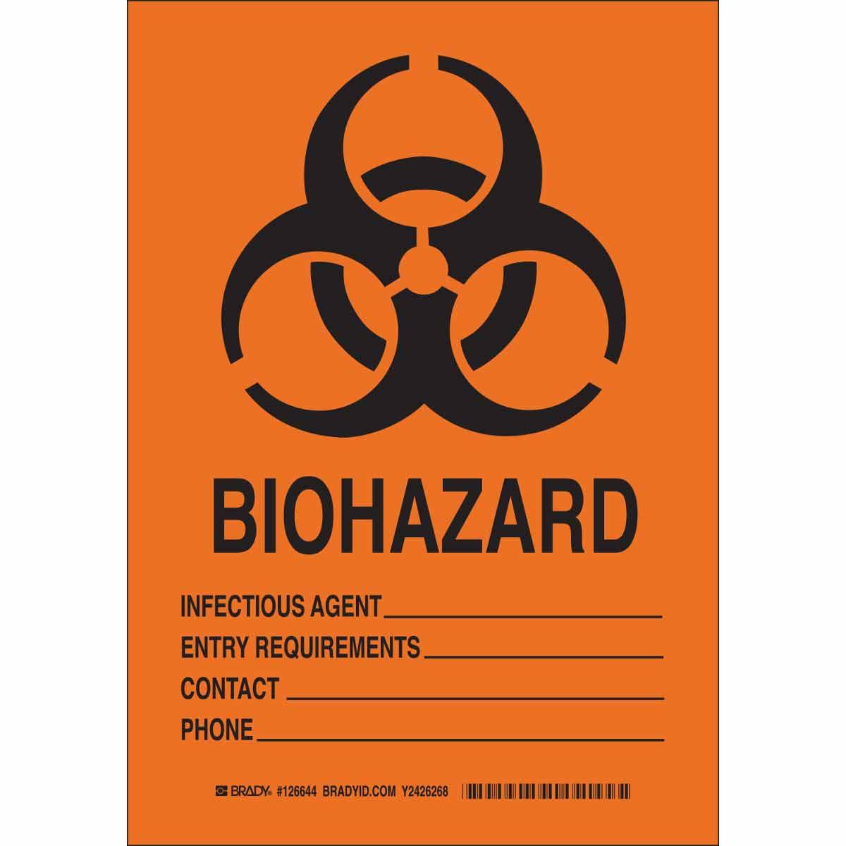 SIGN BIOHAZARD NON-REFLECTIVE RECT 14IN