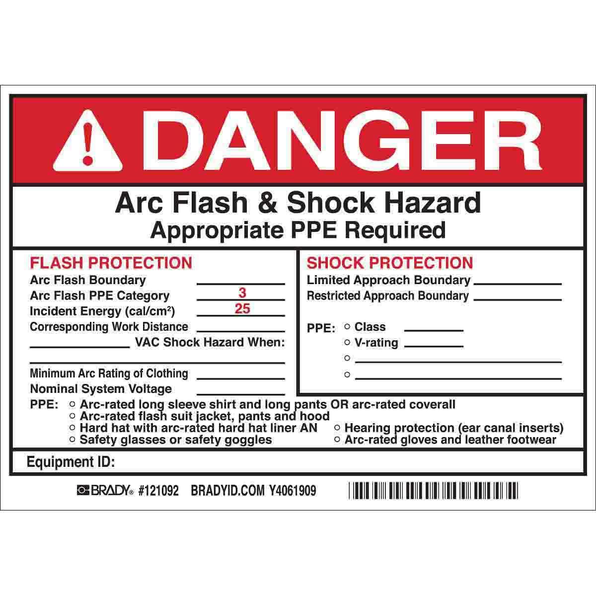 LABEL FLASH ARC WRITE-ON 7IN BK/R ON WHT