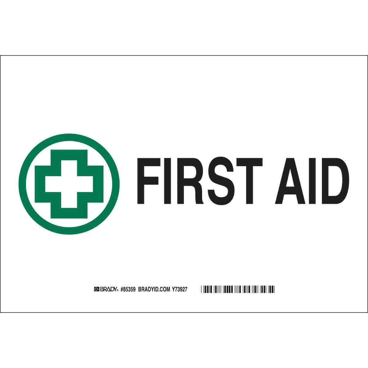 SIGN AID FIRST RECT 7IN 10IN B-555 AL