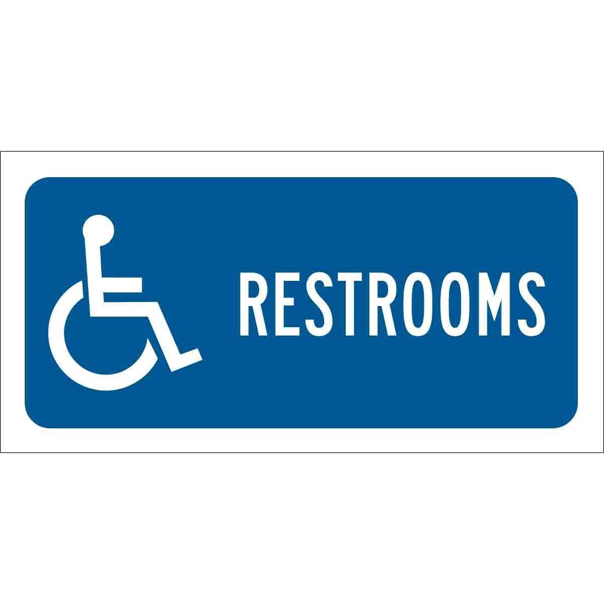 SIGN RESTROOM RECT SYM/TEXT COR HOLES