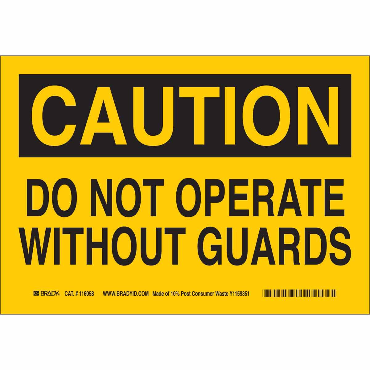 SIGN CAUT 7IN 10IN BK ON YEL B-563 PP