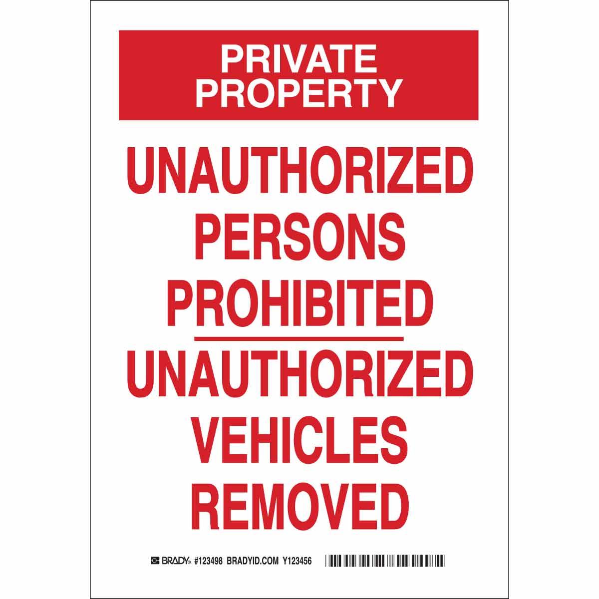 SIGN ADMITTANCE PRIVATE PROP 10IN 7IN