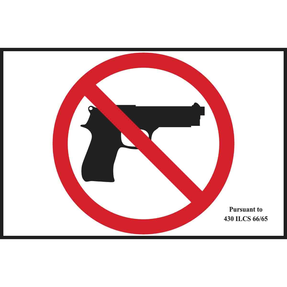 SIGN FIREARM RECT 4IN 6IN BK/R ON WHT