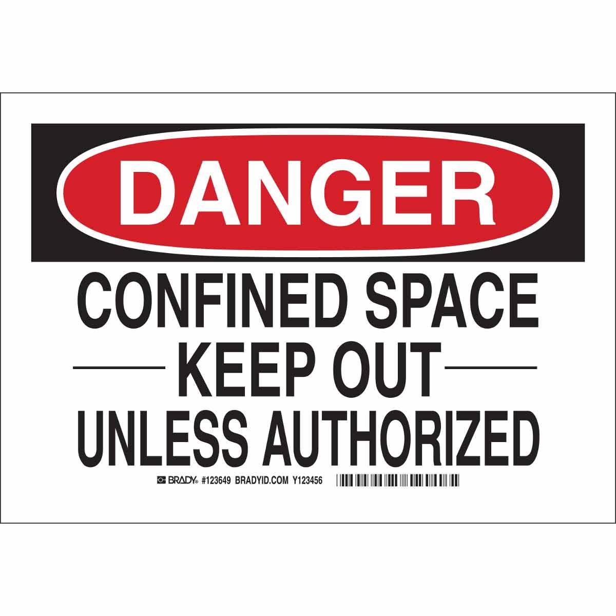 SIGN SP CONFINED 10IN 14IN BK/R ON WHT