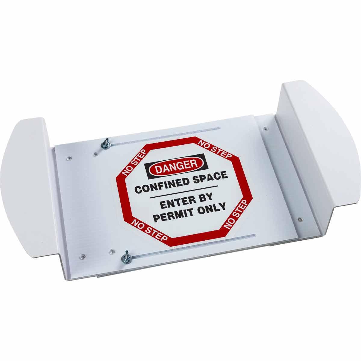 SIGN COVER MH 30-1/2IN 42IN BK/R ON WHT