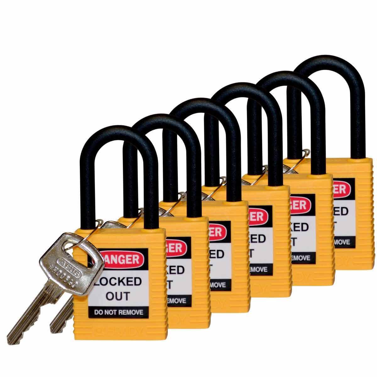 PADLOCK SAF YEL 1/4IN 1-1/2IN 0.8IN NYL