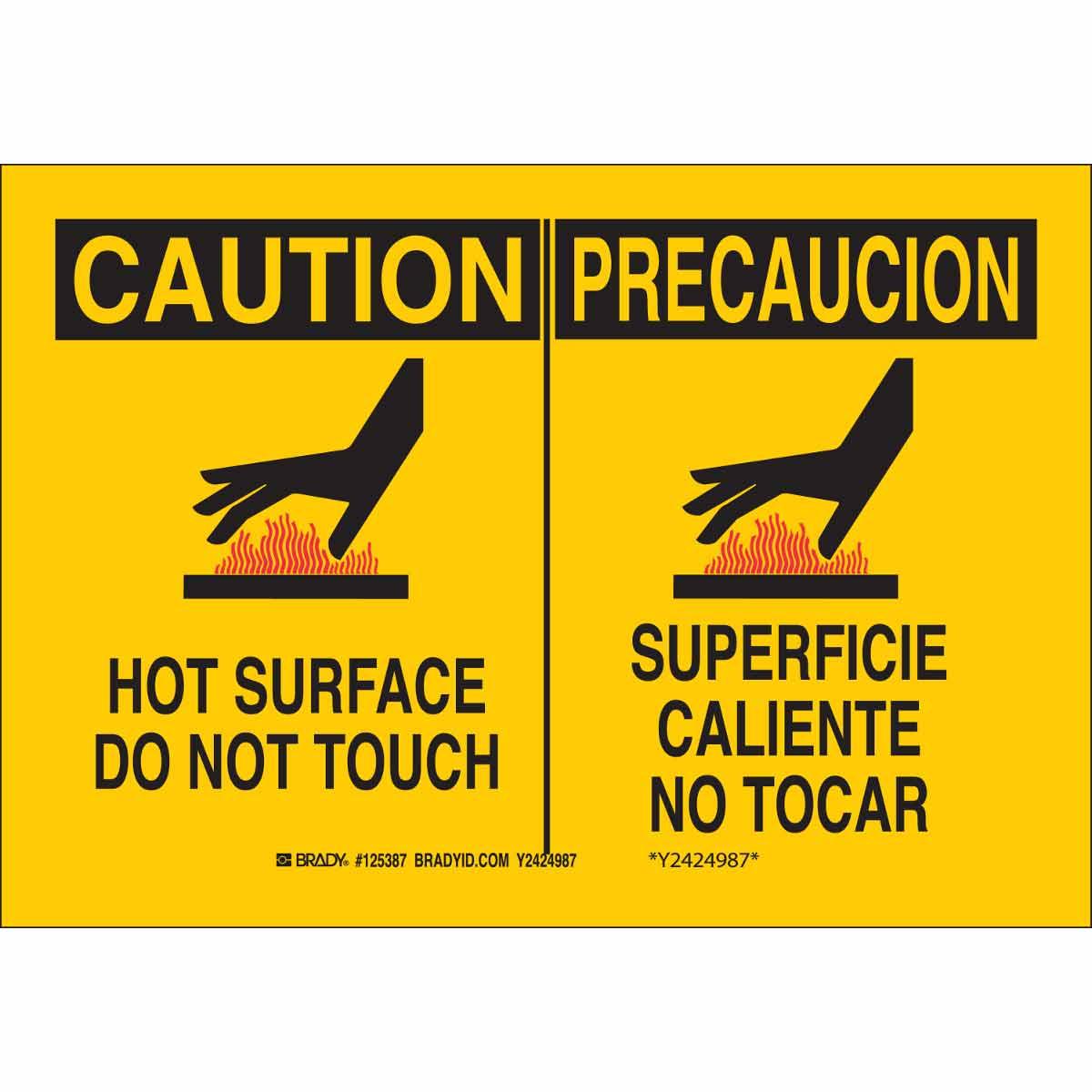 SIGN CAUT RECT 7IN 10IN BK/R ON YEL