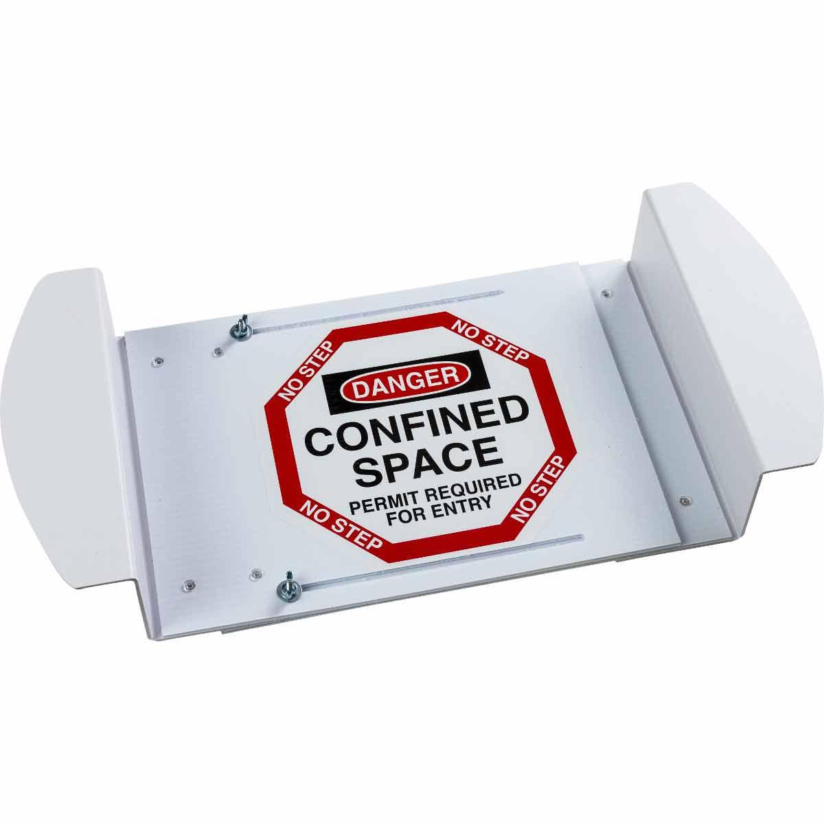 SIGN COVER MH 21IN 30IN BK/R ON WHT TEXT