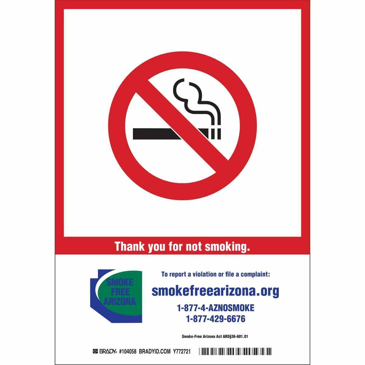 SIGN SMOKING NO RECT 10IN 7IN SELF-ADH