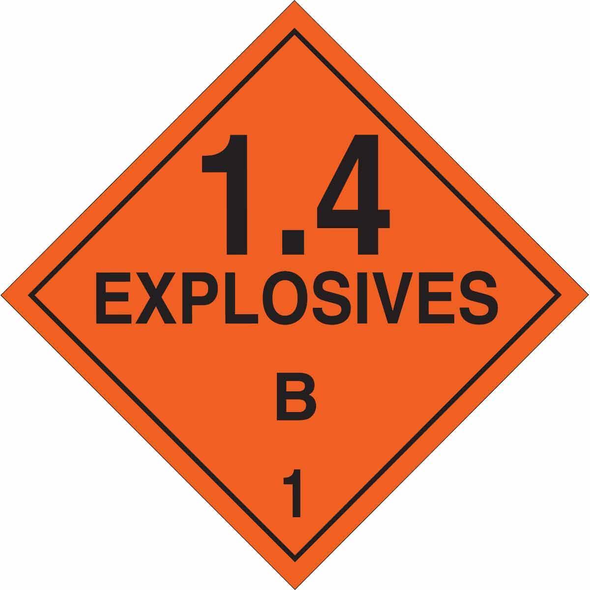 PLACARD DOT VEH DMD 1.4 EXPLOSIVES B
