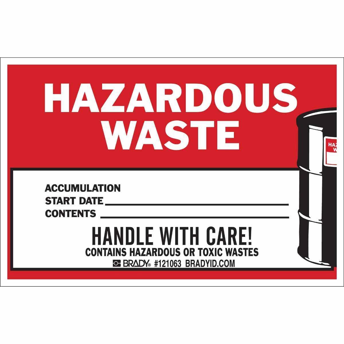LABEL W HAZ 6IN BK/R ON WHT 100 PER PACK