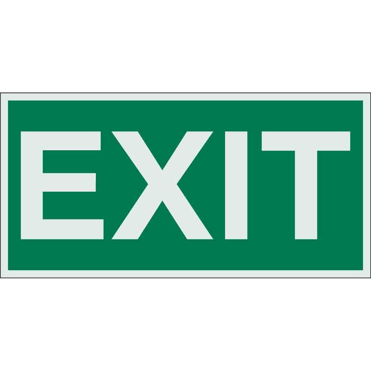 SIGN EVACUATION 3IN 6IN GRN ON GLOW TEXT