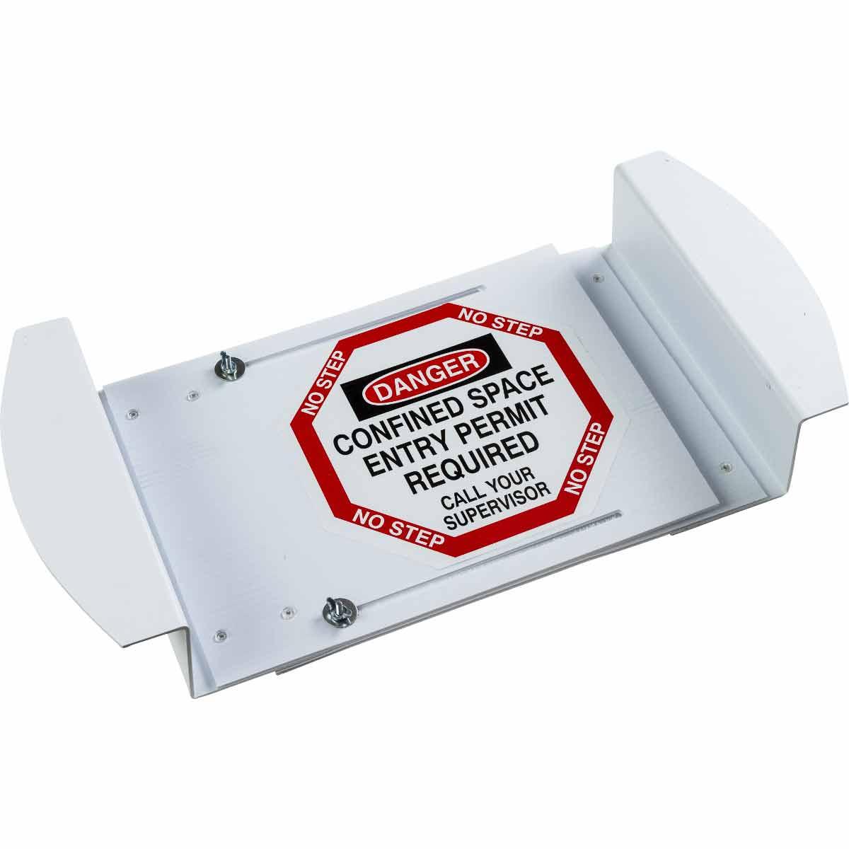 SIGN COVER MH 21IN 30IN BK/R ON WHT TEXT