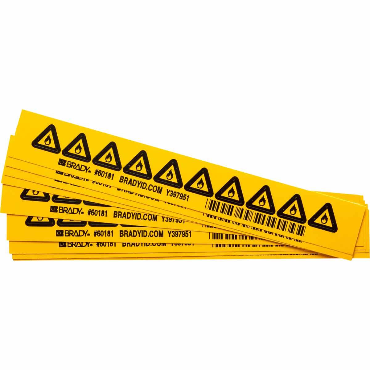 LABEL WRN 1/2IN BK ON YEL 10 PER CARD