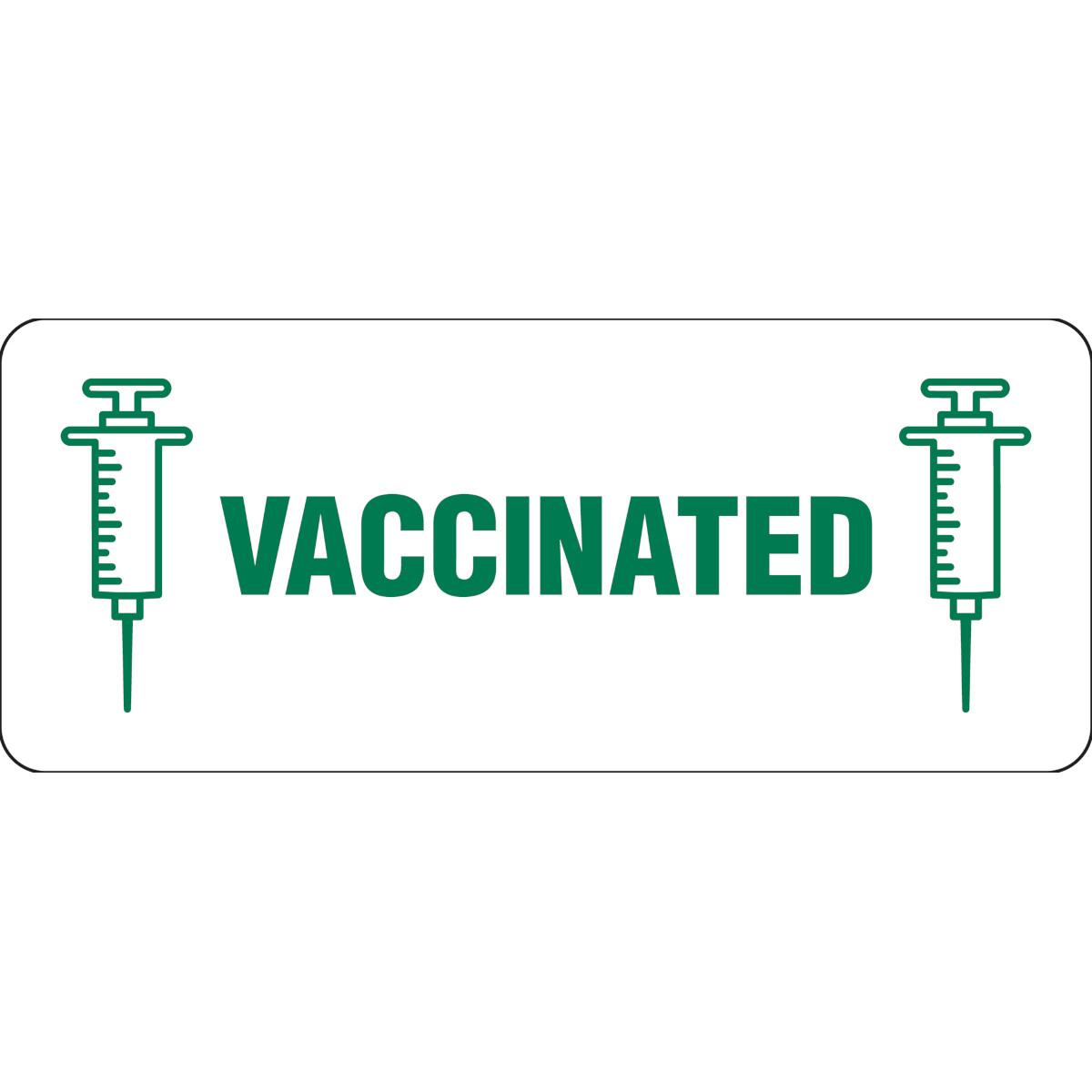 LABEL SAF ENG TEXT VACCINATED SELF-ADH