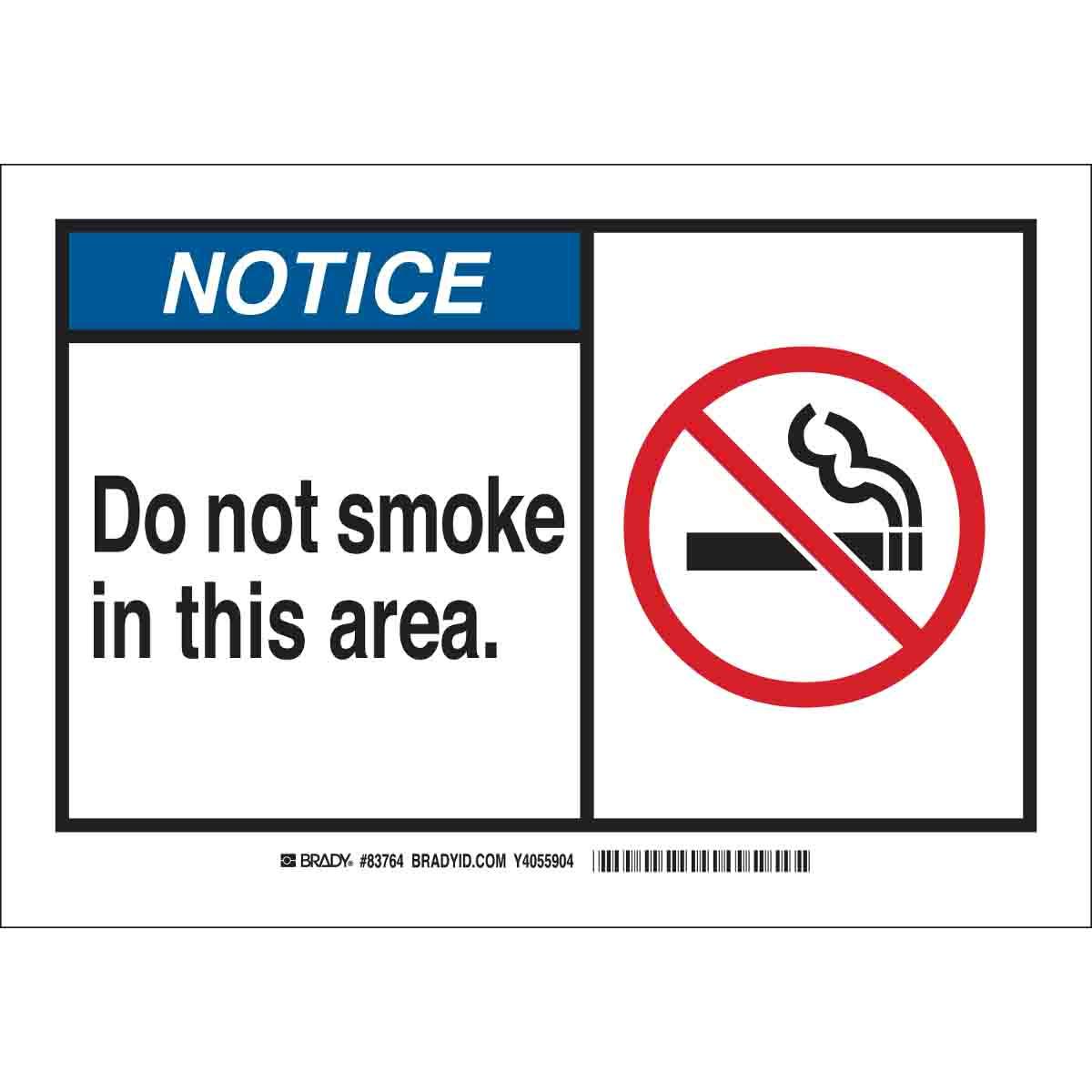 SIGN SMOKING NO RECT 10IN 14IN B-555 AL