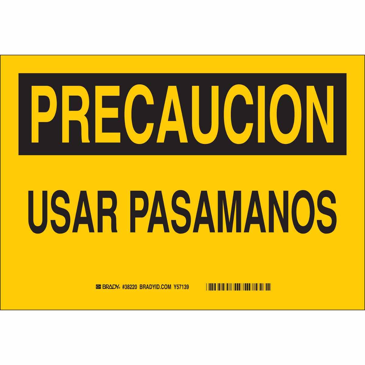 SIGN CAUT PRECAUCION 7IN 10IN BK ON YEL