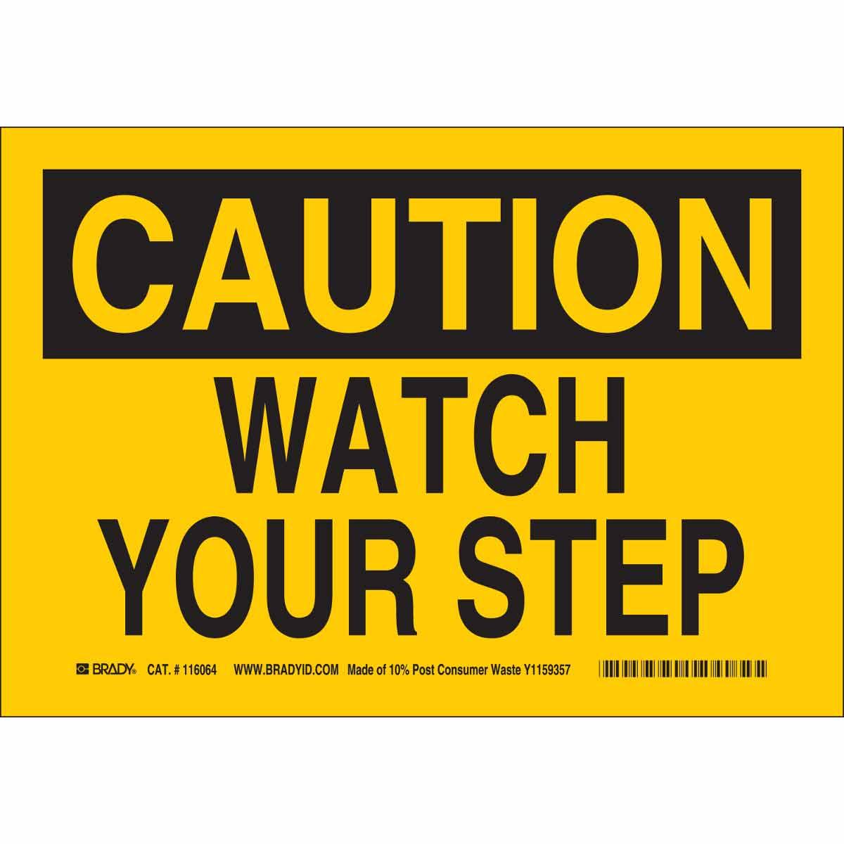 SIGN CAUT 10IN 14IN BK ON YEL B-563 PP