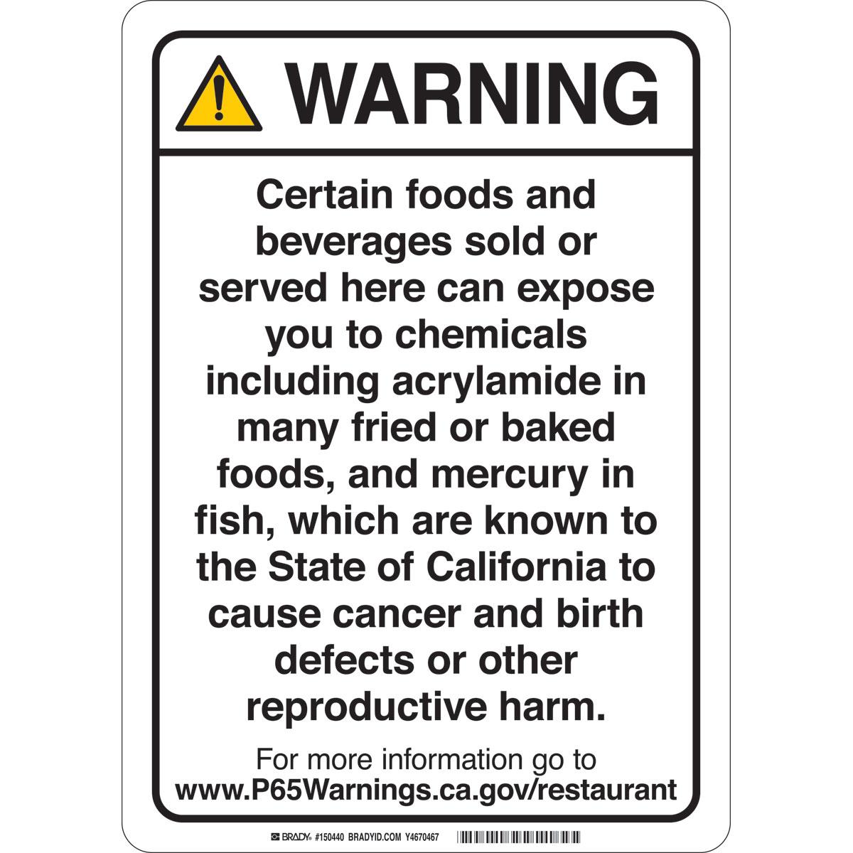 SIGN WRN REGULATORY 65 PROP CALIFORNIA