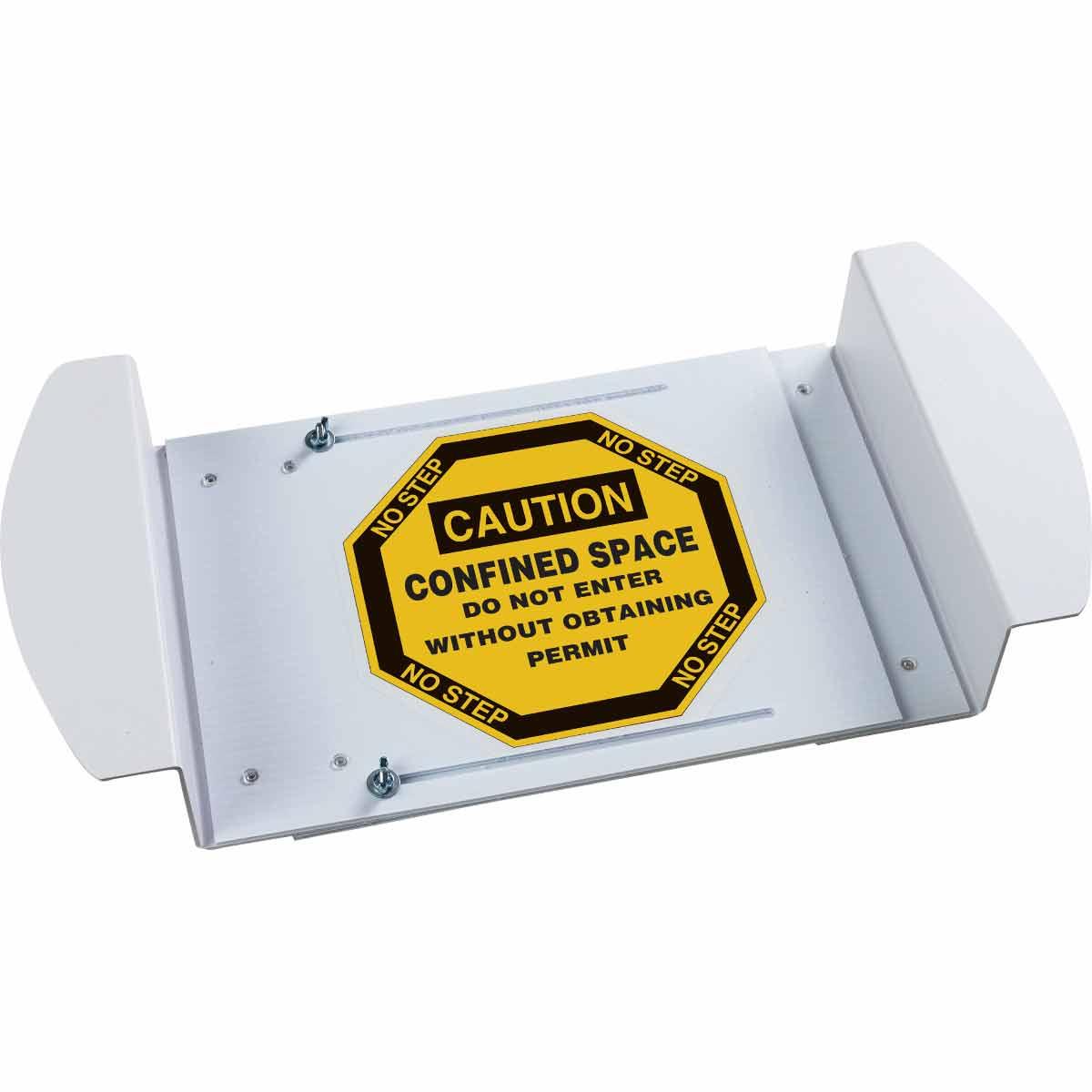 SIGN COVER MH 30-1/2IN 42IN BK ON YEL