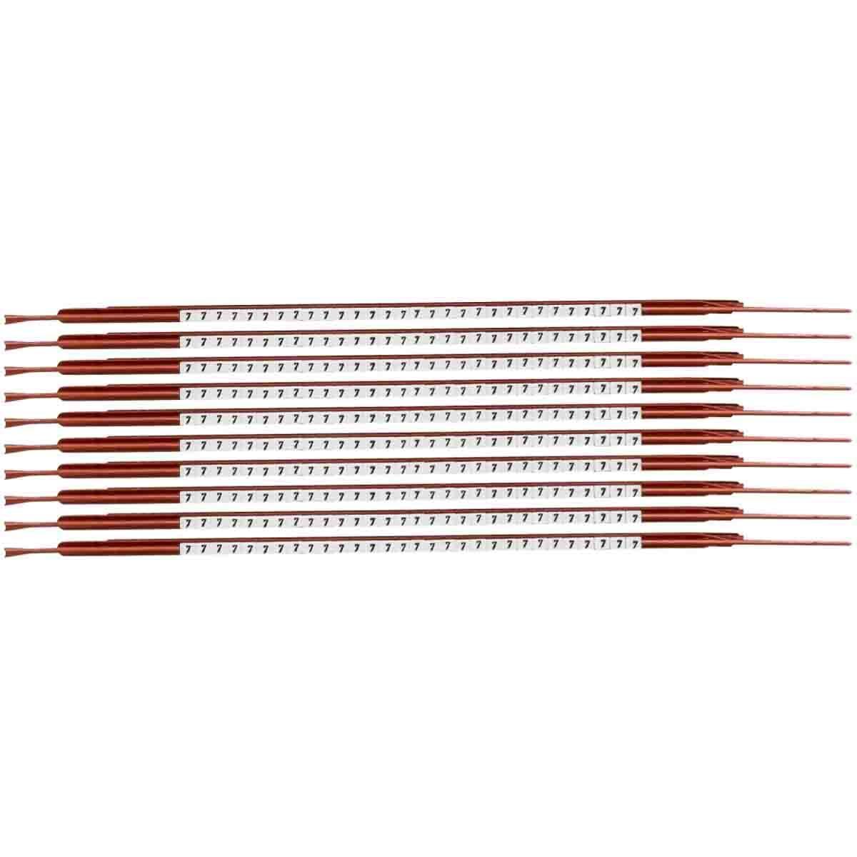 Brady® Clip-Sleeve™ SCN03-7 SCN Pre-Printed Wire Marker, 0.037 to 0.051 in Wire, 7 Legend, Black on White Legend, White Marker, Nylon