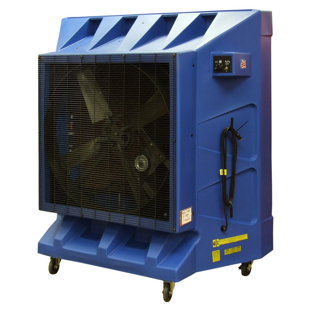 TPI EVAP363 Portable Standard Evaporative Cooler, 2500 sq-ft Coverage, 120 V AC, 11.5 A, 1/2 hp, 4800/6600/9600 cfm Flow Rate, 32 gal Tank